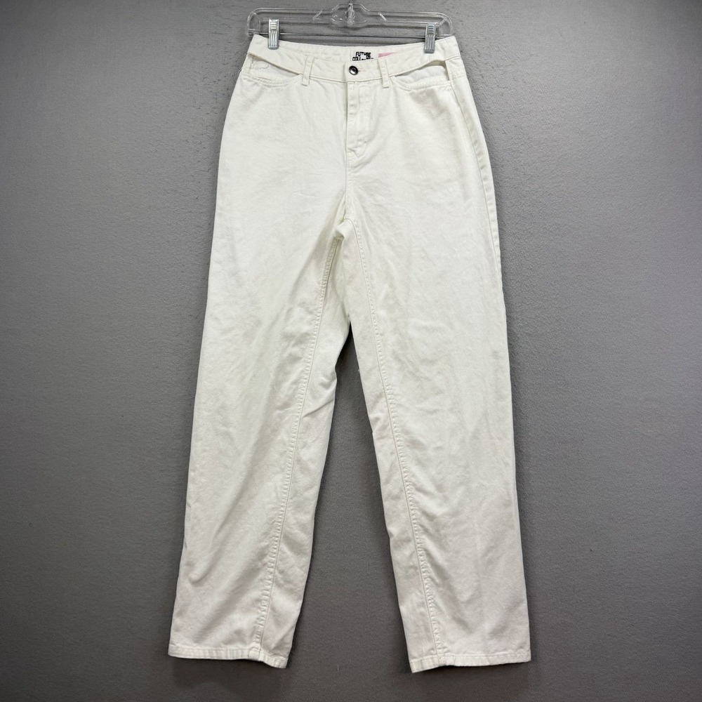 Future Collective Alani Noelle Jeans Womens 4 White Denim Wide Leg Pants‎